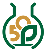 Logo Ústavu experimentální botaniky AV ČR. Verze pro rok 2012, připomínající 50 let od založení ústavu.
