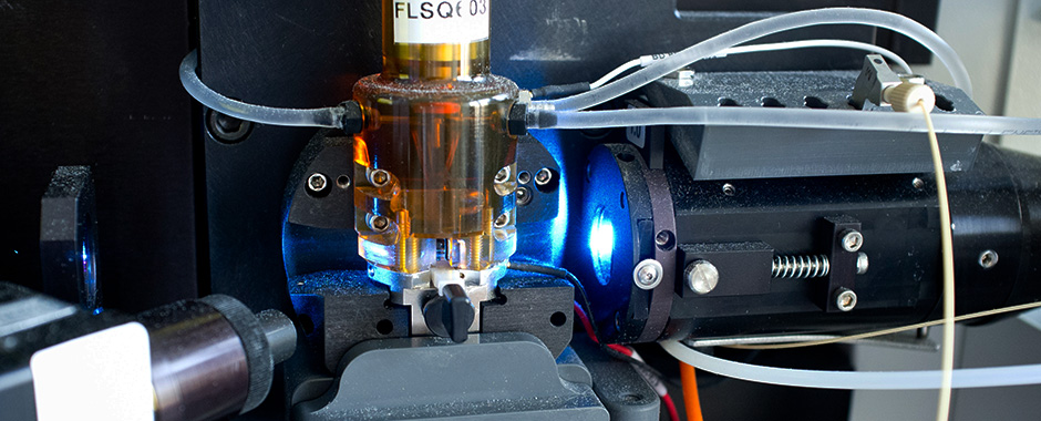 Flow chamber of a cytometer
